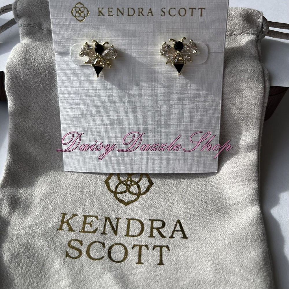 ✨New Kendra Scott Bee Gold Stud Earrings Crystal🐝